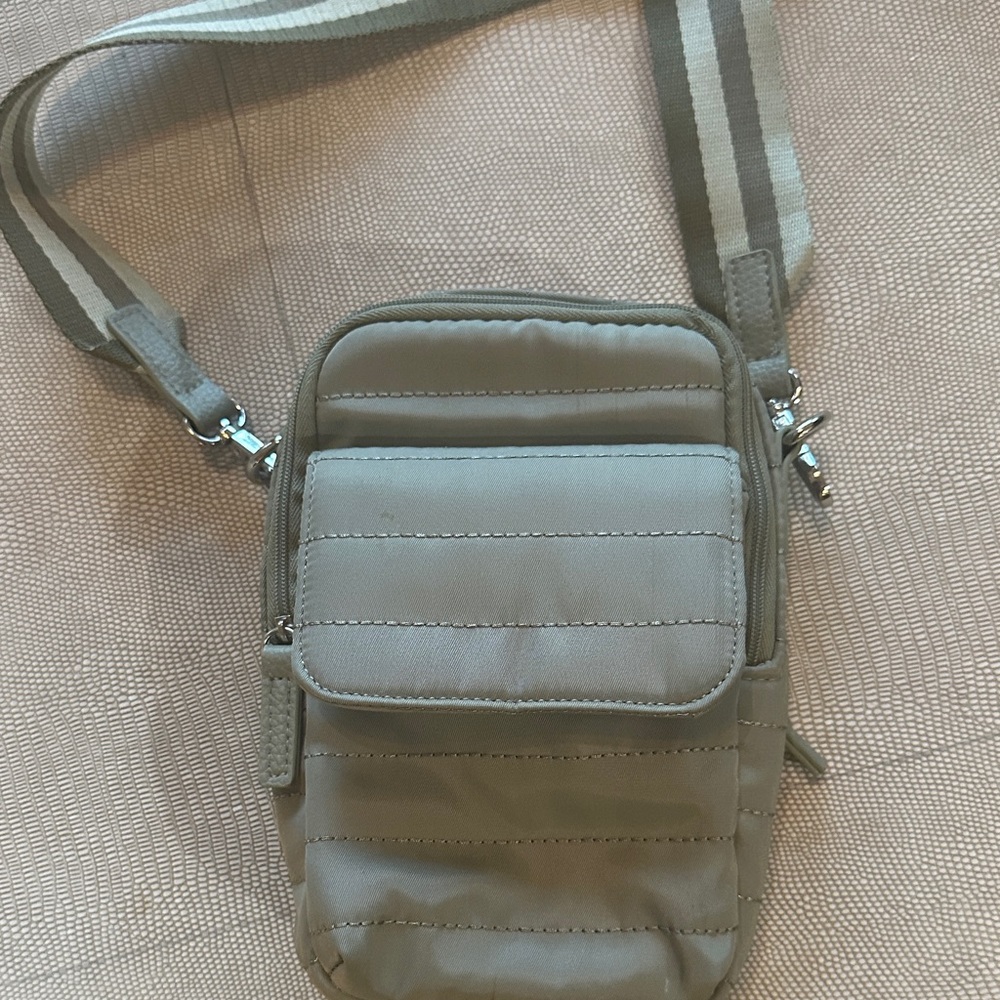Isaac Mizrahi Gray Crossbody Bag with Striped Strap - Picture 2 of 4